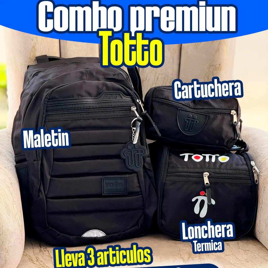 COMBO TOTTO 3X1 POR $99.500 – MORRAL, LONCHERA Y CARTUCHERA